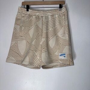 Adidas Originals Athletic Club All Over Print Sweat Shorts‎ Beige- Mens Medium
